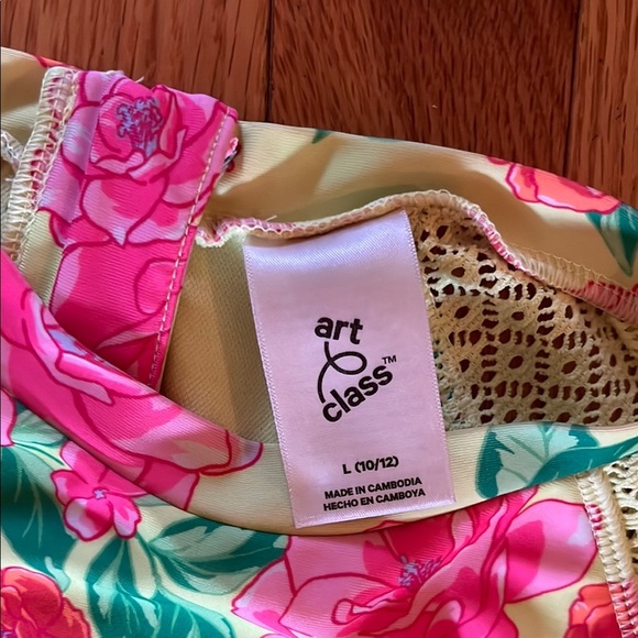 Art Class Yellow Floral Kids Swim One Piece - Picture 2 of 6